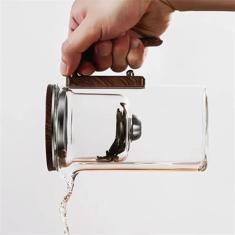 Auréa Glas Teekanne – Luxuriöser Teefilter mit Holzgriff | Karnz