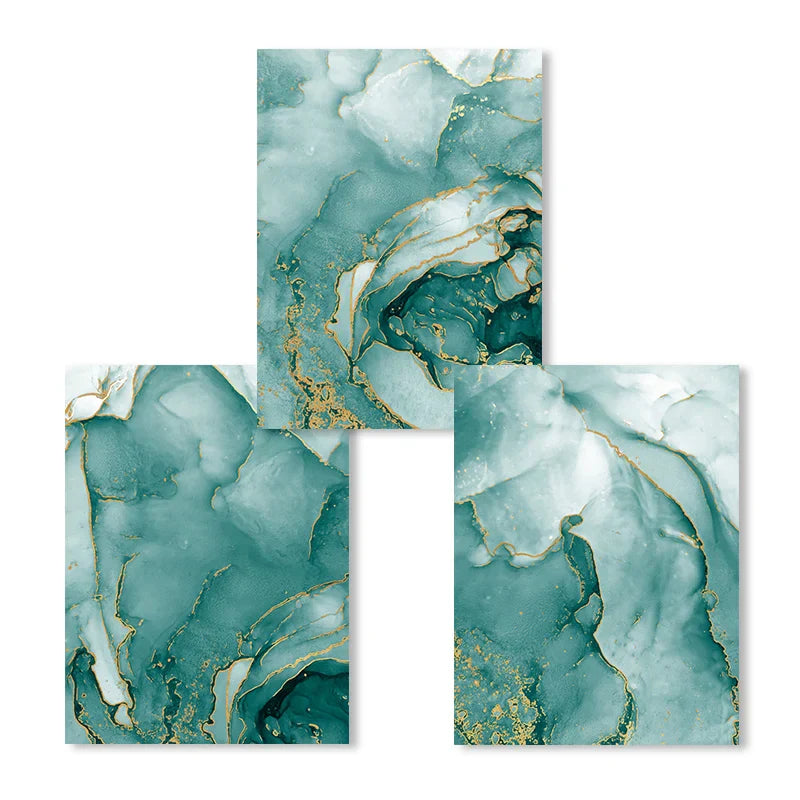 Moderne abstrakte Aqua-Flüssigkeit Marmor Drucke Wandkunst Fine Art Leinwanddrucke Bilder für Wohnzimmer Esszimmer Home Office Dekor | Karnz