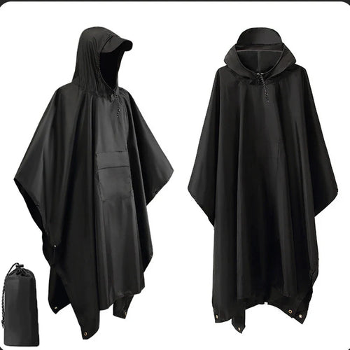 3 in 1 Outdoor Militär Regenmantel - Mit Kapuze wasserdichter Regenponcho mit Ärmeln, Motorrad-Regenabdeckung, ideal für Camping, Wandern und Reisen