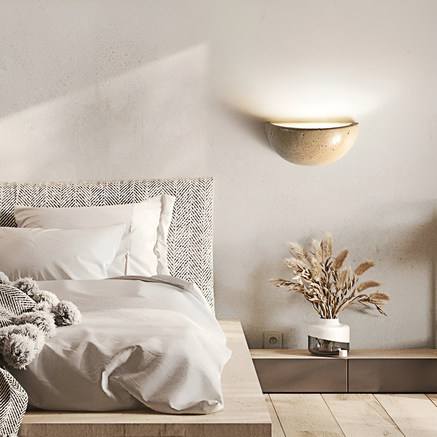 Halb-Runde LED Wabi-Sabi Wandlampe - ZenGlow | Karnz