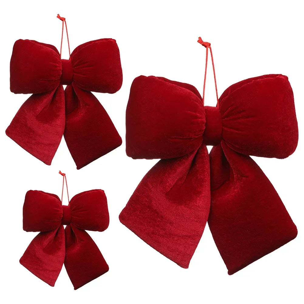 Rote Samtschleife zum Dekorieren – Eleganter Baumschmuck für Weihnachten, Ideal für Christbaum, Türdekoration oder festliche Geschenkverpackungen | Karnz