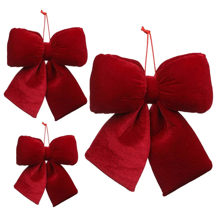 Rote Samtschleife zum Dekorieren – Eleganter Baumschmuck für Weihnachten, Ideal für Christbaum, Türdekoration oder festliche Geschenkverpackungen | Karnz