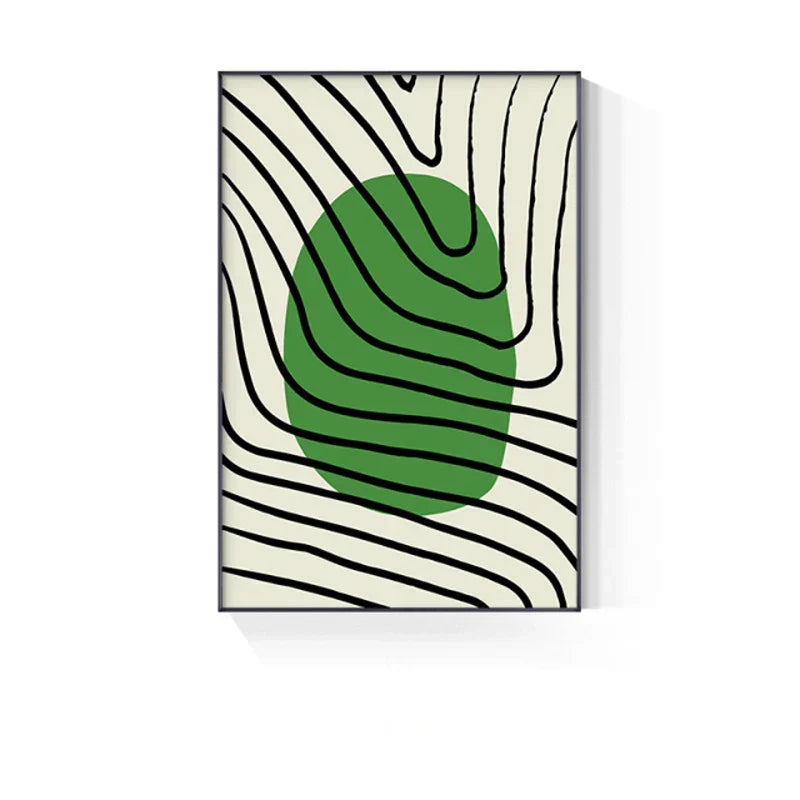 Abstract Grünes Geometrisches Linienkunst Wandkunst Fine Art Leinwanddrucke Bilder Für Modernes Apartment Wohnzimmer Home Office Kunst Dekor | Karnz