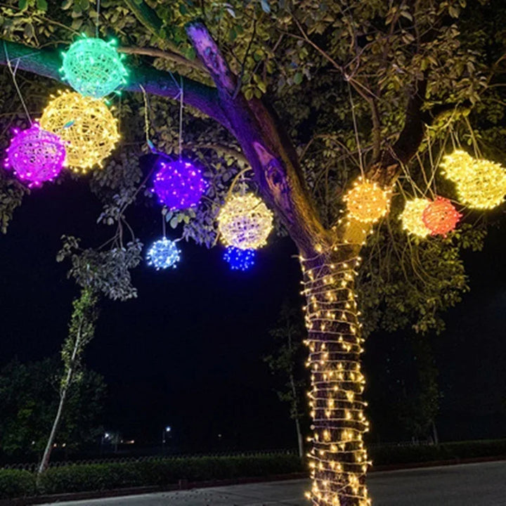 LED Rattan Kugel-Lichterkette – Dekorative Außenbeleuchtung für Garten und Partys | Karnz