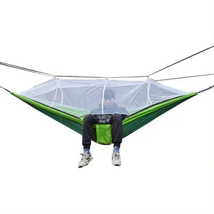 OutdoorRelax Hängematte mit Moskitonetz und Schnellverschluss – 200 kg Tragfähigkeit | Karnz