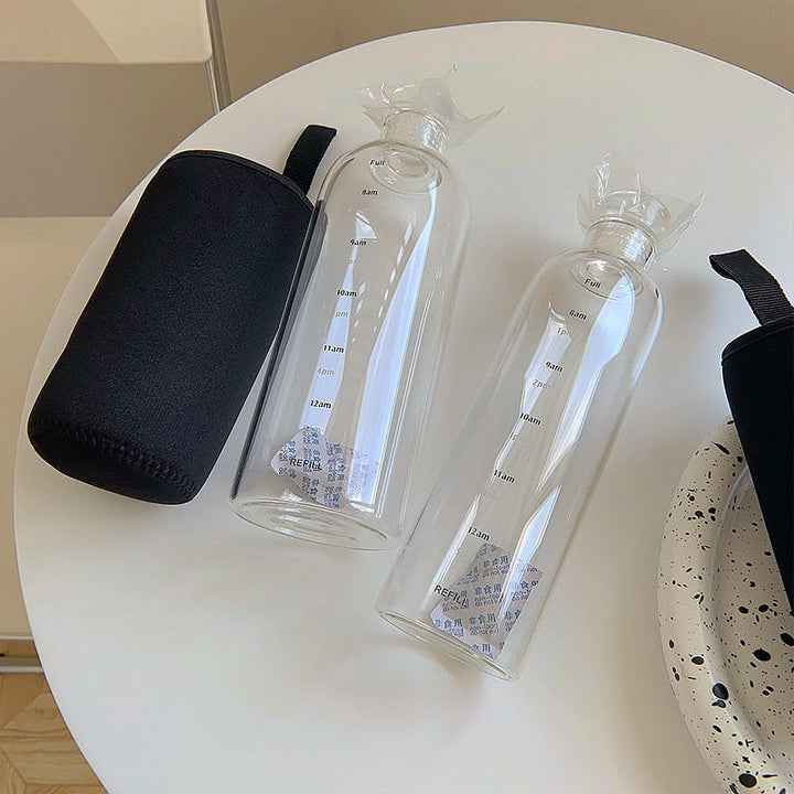 Karnz | Zeit Skala hitzebeständiger Glas Wasserflasche