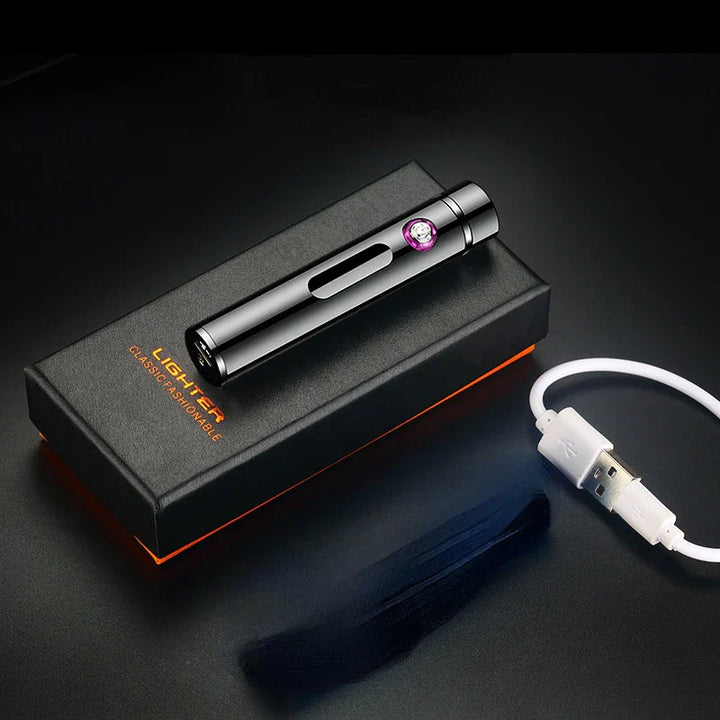 Karnz | Voltrino Zylinder USB-Feuerzeug | Doppelbogen-Technologie | Wiederaufladbar & winddicht | Edelmetallgehäuse für Männer
