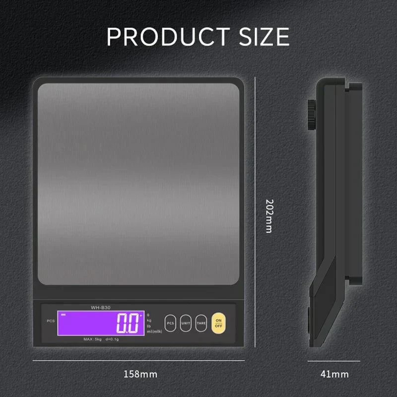 Karnz | 5 kg/0,1 g und 10 kg/1 g digitale elektronische Küchenwaage, LCD-Display, voll wasserdichtes Edelstahl-Waagetool zum Backen