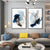 Modern Abstract Breite Stroke Wandkunst Feine Kunst Leinwanddrucke Blau Beige Mit Hinweisen Auf Orange Goldene Nordische Bilder Für Wohnzimmer Dekor | Karnz