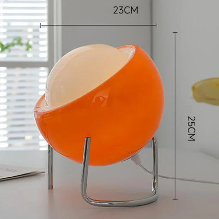 Karnz | Aurivio Tischlampe | Glas & Edelstahl | Retro-Nordic Design | LED Nachtlicht Beige/Orange | Ø21×H25 cm