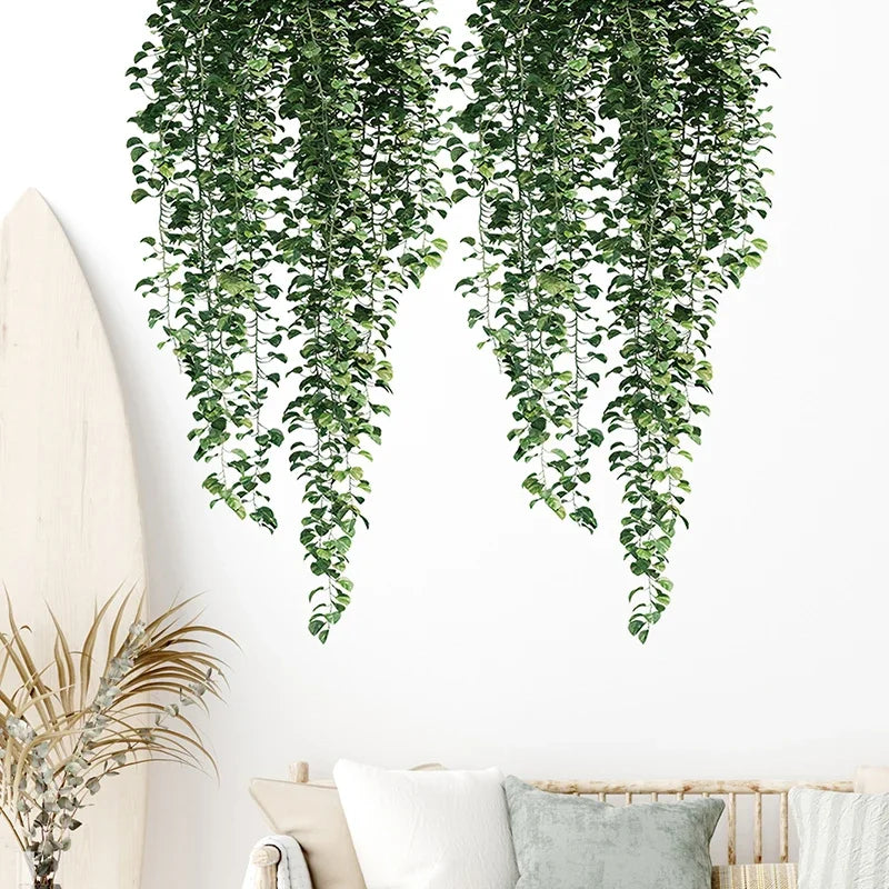 Realistische grüne Ranken Wandaufkleber 54x105cm grüne Blätter Wandsticker abnehmbar abziehbar und aufkleber PVC Vinyl Wandmural für kreative DIY Wohnkultur | Karnz