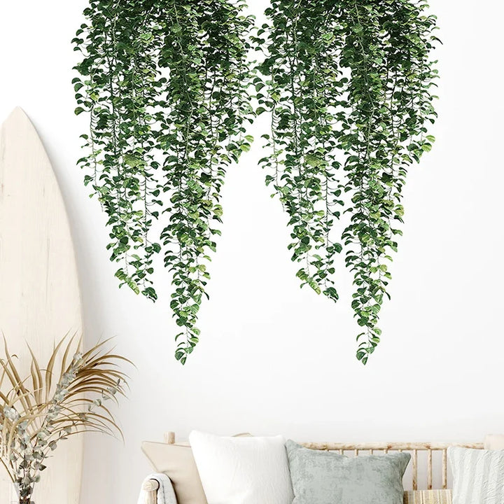 Realistische grüne Ranken Wandaufkleber 54x105cm grüne Blätter Wandsticker abnehmbar abziehbar und aufkleber PVC Vinyl Wandmural für kreative DIY Wohnkultur | Karnz