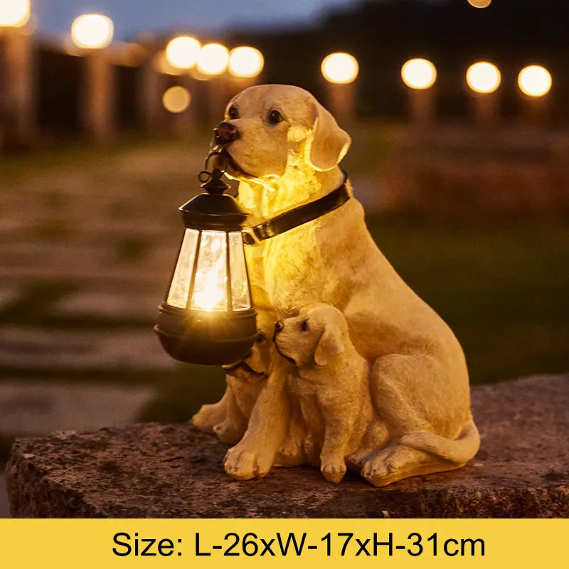 Solarbetriebene Outdoor-Harz-Hundestatue Lampe | Karnz