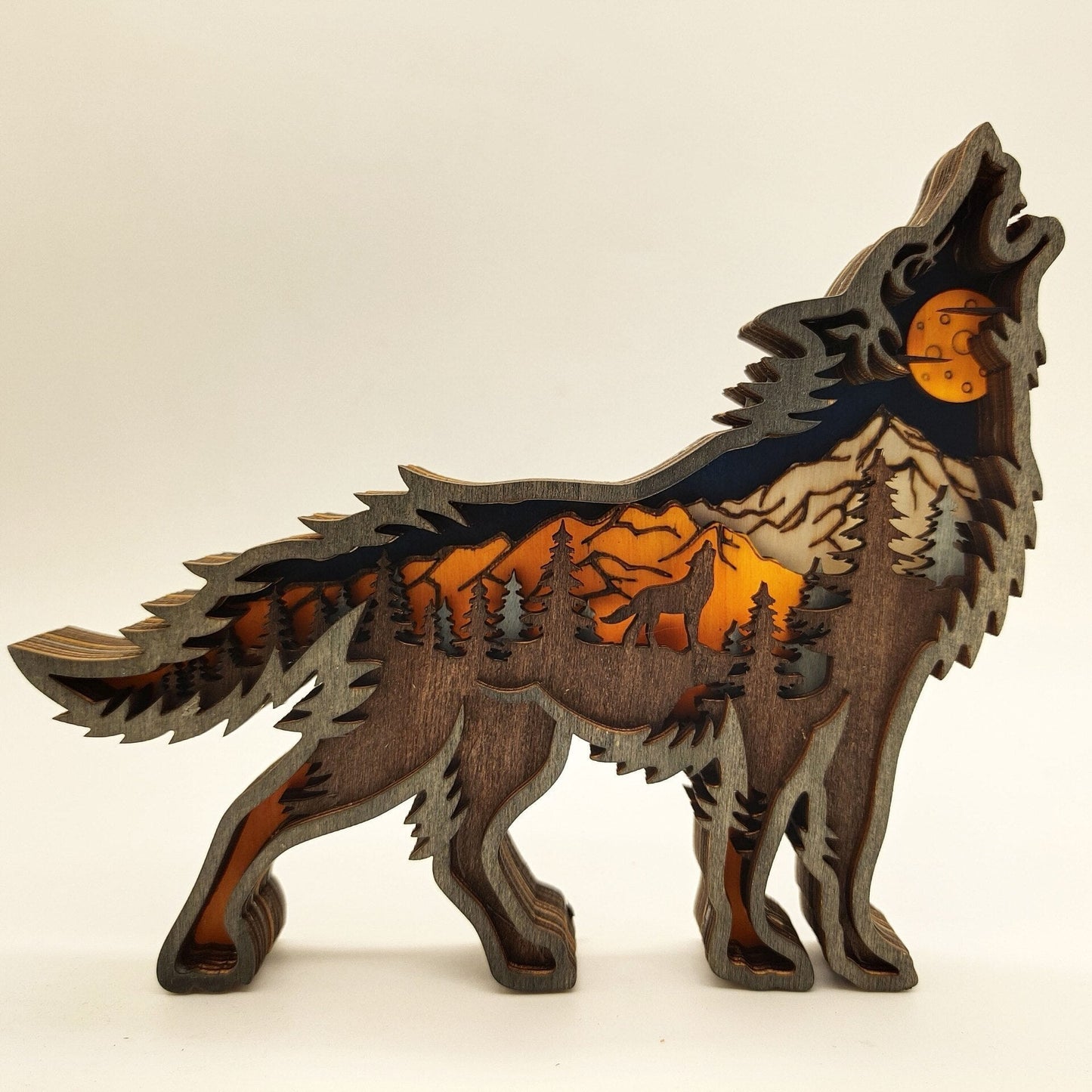 Nightglow Holz Handwerk Wolf Dekor
