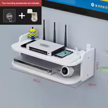 Karnz | SkyConnect Home | WLAN-Router Wandregal | Versteckter Kabel-Organizer & Steckdosenhalter | Schwebendes Regal für TV-Box & Mehr | Weiß | 40×12×8 cm
