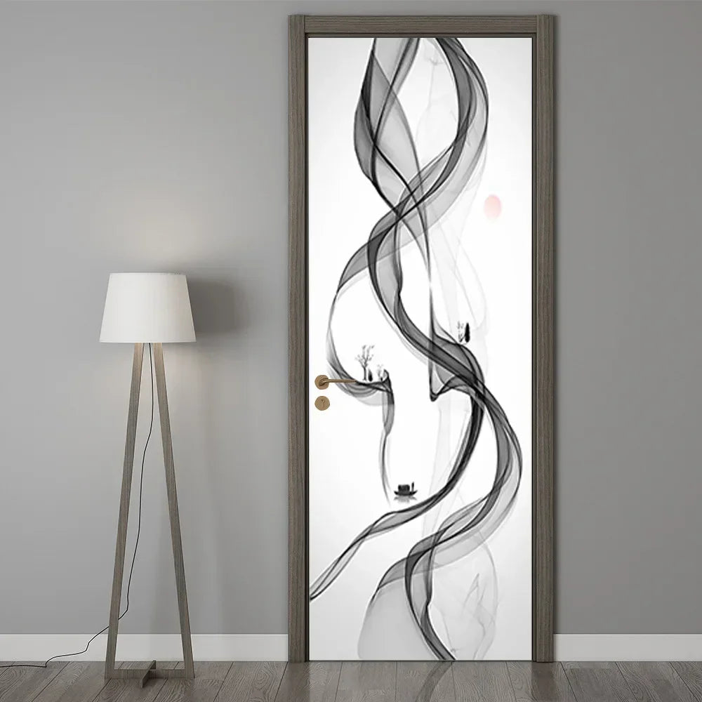 Moderne abstrakte Perlen geometrische Türaufkleber Mural abnehmbar PVC Vinyl Peel N Stick Wandkunst Mural Dekor für Innentüren Kreative DIY Wohnkultur | Karnz