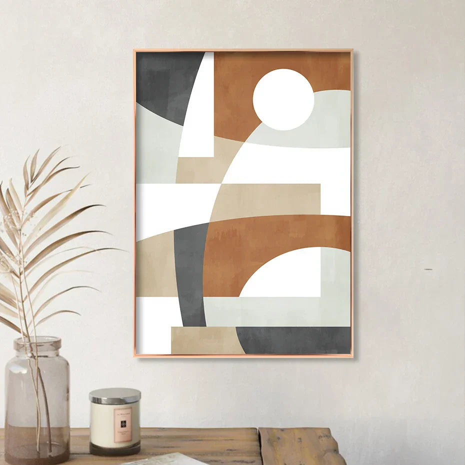 Geometrische abstrakte Farbblock-Wandkunst Feine Kunst Leinwanddrucke Neutrale Farben Bilder Für Wohnzimmer Esszimmer Home Office Dekor | Karnz