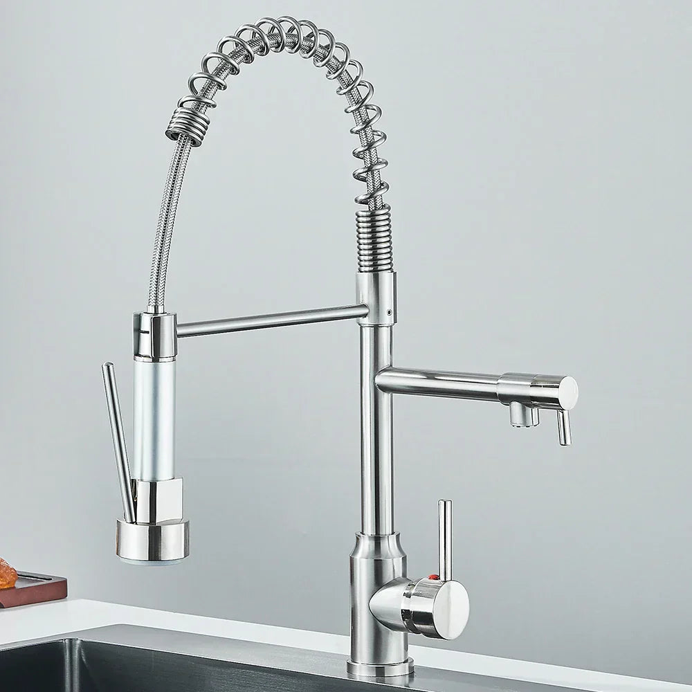 Wasserhahn mit Doppeltem Auslauf – Hochwertiger Wasserhahn für Flexibles Spülen, Schwenkbar, Ideal für Moderne Küchen, Leicht zu Reinigen und Einfache Montage | Karnz