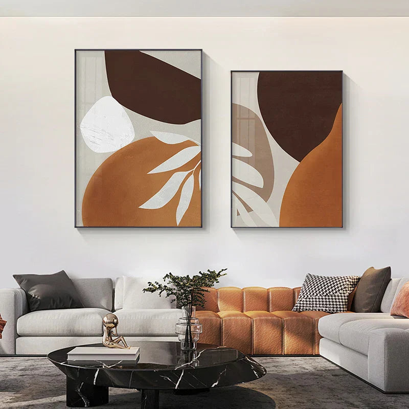 Moderne abstrakte erdige Töne geometrische Wandkunst Fine Art Leinwanddrucke Bilder für Wohnzimmer Esszimmer zeitgenössische Wohnkultur | Karnz