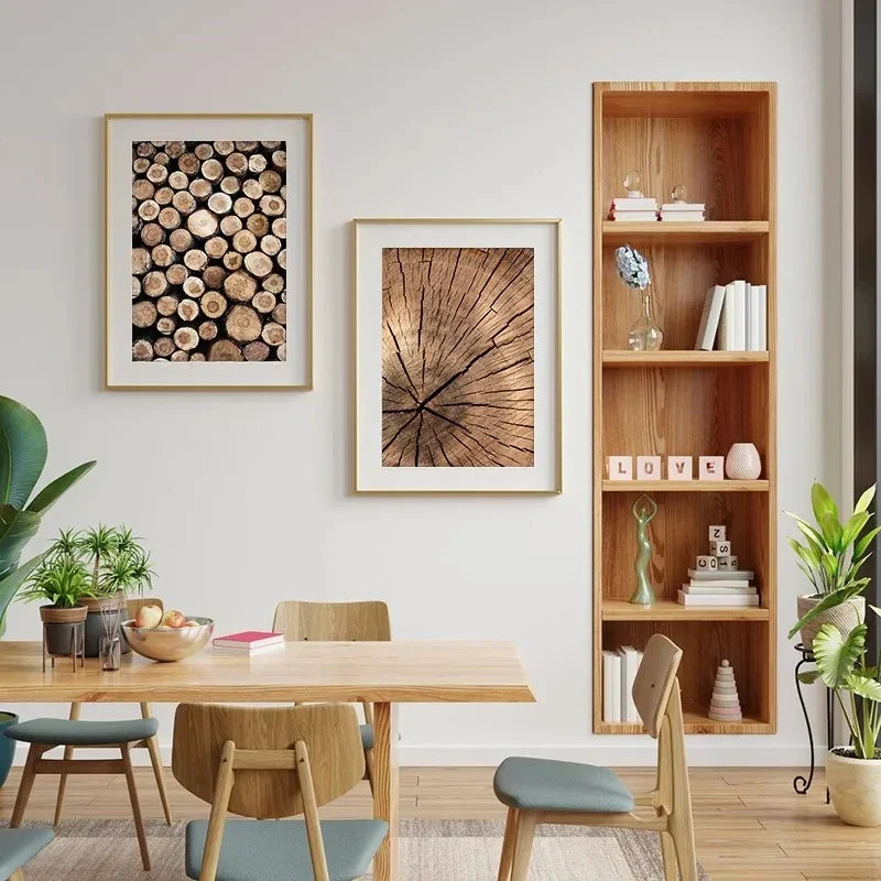 Natürliche Holzbaumring-Wandkunst-Poster, feine Kunst-Leinwanddrucke, Bilder für modernes Landhaus-Wohnzimmer, skandinavischer Stil, Wohnkultur | Karnz