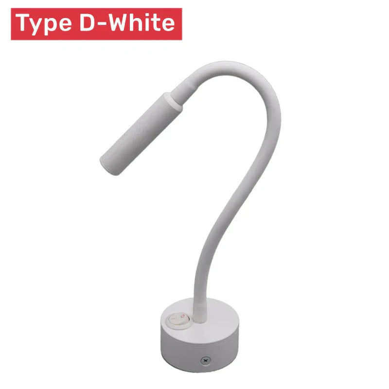 Moderne, flexible LED-Lesewandleuchte mit Schalter für Schlafzimmer und Arbeitszimmer – 1 W/3 W