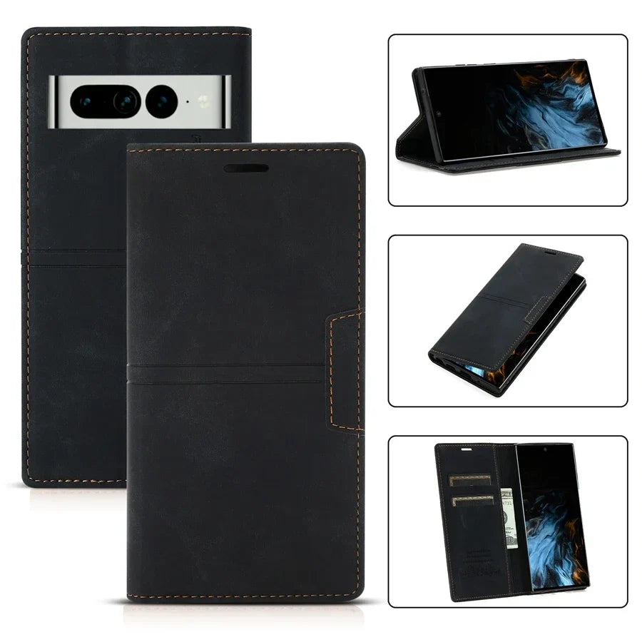 Sandsberg | Google Pixel Leder-Wallet-Hülle | Magnetisches Flip-Case mit Schutzfunktion