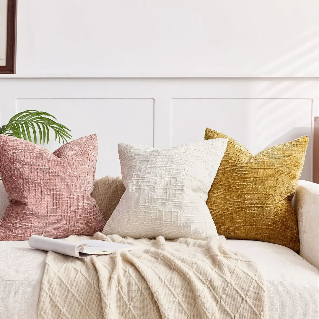 Chenille Sofa Kissenbezug – Weiches einfarbiges Design | Elegante Dekoration für Wohnzimmer & Schlafzimmer | Karnz