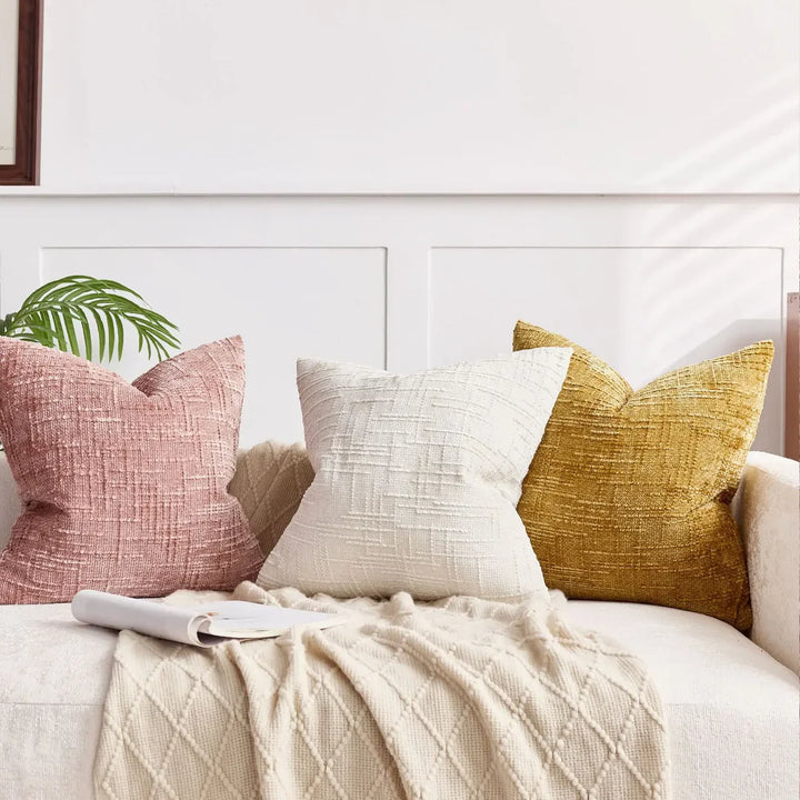Chenille Sofa Kissenbezug – Weiches einfarbiges Design | Elegante Dekoration für Wohnzimmer & Schlafzimmer | Karnz