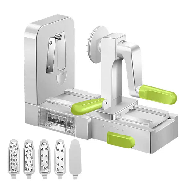Karnz | SpiraChef Gemüsespiralschneider | 5-in-1 Spiralschneider & Hobel | Mit Saugfuß & Klappdesign | Für Zoodles, Gemüse & Obst