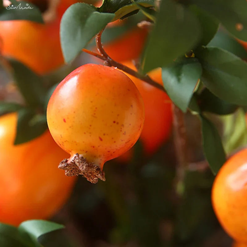 6-teilige künstliche Granatapfel-Fruchtzweig mit Blättern