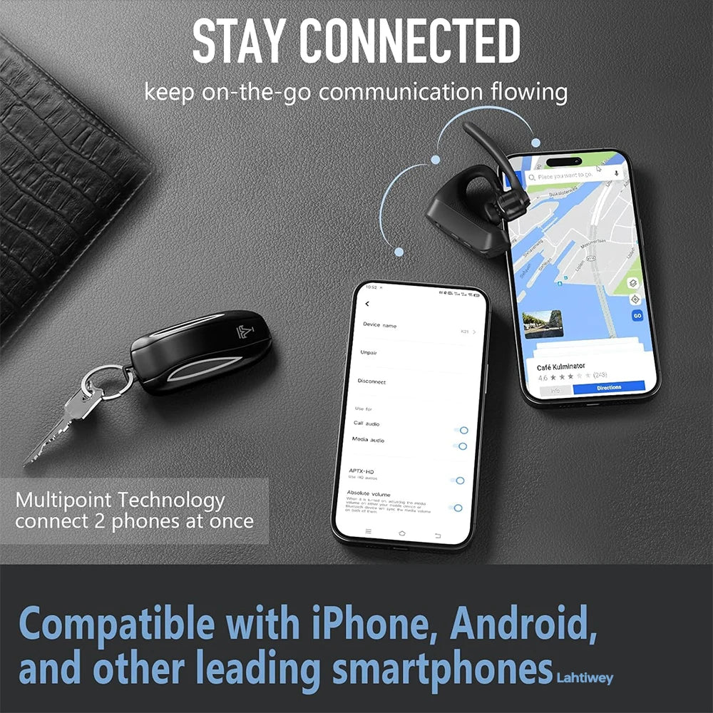 Orivo Bluetooth-Headset mit Geräuschunterdrückung und zwei Mikrofonen