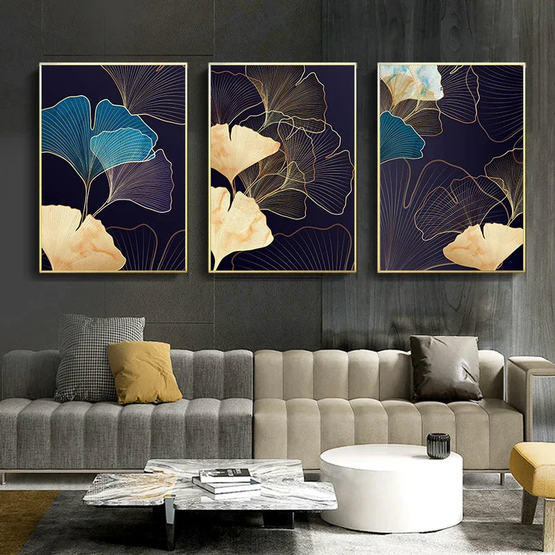Abstrakte Botanische Tropische Blaue Aubergine Florale Wandkunst Feine Kunst Leinwanddrucke Bilder Für Wohnzimmer Schlafzimmer Hotelzimmer Dekor | Karnz
