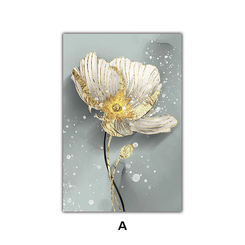 Moderne abstrakte Farbkleks Blumenwandkunst Fine Art Leinwanddrucke Poster elegante botanische Bilder für Wohnzimmer Dekor | Karnz