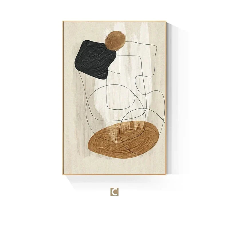 Skandinavische abstrakte Form Linien & Formen Wandkunst Fine Art Leinwanddrucke Neutrales Farbschema Bilder für moderne Wohnzimmerdekoration | Karnz