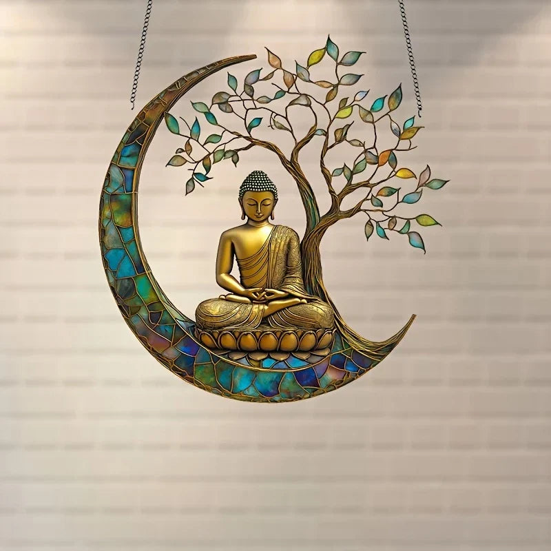Karnz | Acryl Sonnenfänger ZenLight | 2D Buddha Dekor | Fenster- & Wohnaccessoire | Spirituelles Raumdesign