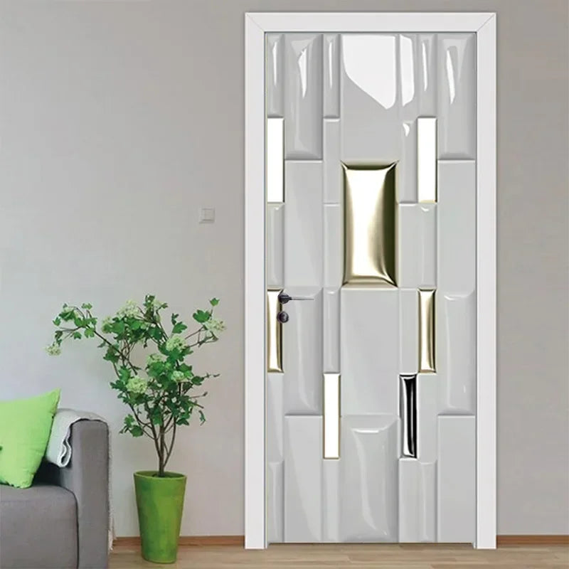 Moderne abstrakte Perlen geometrische Türaufkleber Mural abnehmbar PVC Vinyl Peel N Stick Wandkunst Mural Dekor für Innentüren Kreative DIY Wohnkultur | Karnz