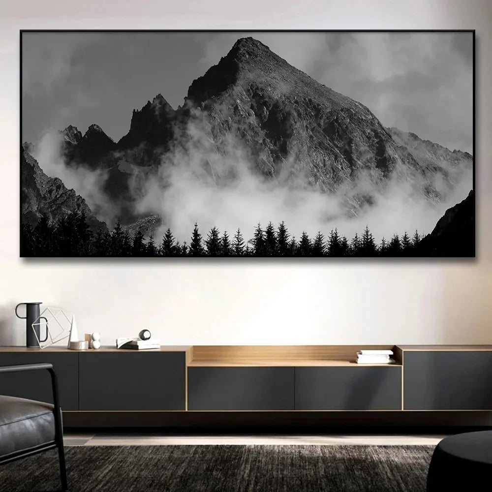 Nordlandschaften Wald Berg Wildnis Wandkunst Fine Art Leinwanddrucke Schwarz Weiß Poster Für Wohnzimmer Moderne Büros Dekor | Karnz