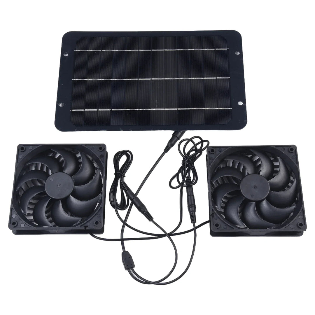 Karnz | AirSol Duo Belüftungssystem | Solarbetriebene Dual-Abluftventilatoren | 10W | Für Gewächshaus, Tierstall & Außenanwendungen