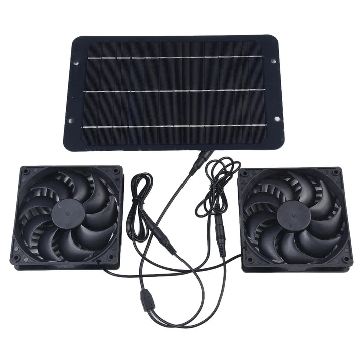 Karnz | AirSol Duo Belüftungssystem | Solarbetriebene Dual-Abluftventilatoren | 10W | Für Gewächshaus, Tierstall & Außenanwendungen