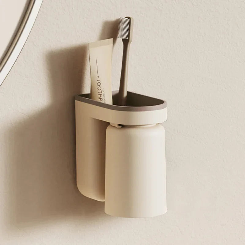 DuoClean 2-in-1 Wandhalterung für Zahnbürste und Becher – Clevere Aufbewahrung ohne Bohren Karnz
