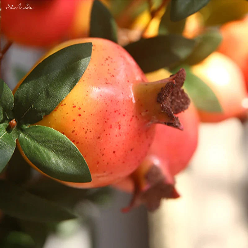 6-teilige künstliche Granatapfel-Fruchtzweig mit Blättern