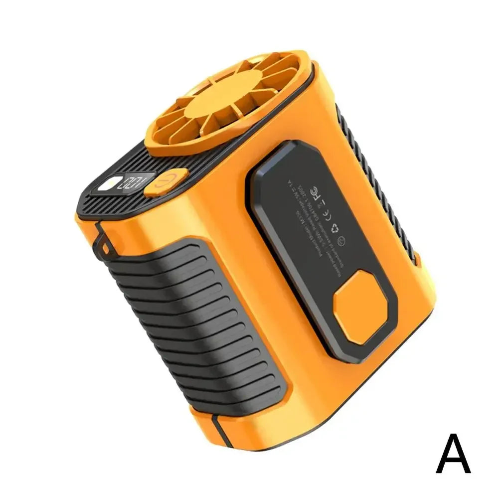 20000mAh Tragbarer Taillenventilator - Starker Wind Hängender Nackenventilator mit Powerbank und LED-Beleuchtung für Outdoor-Sport und Arbeit | Karnz