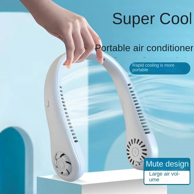 Bleib überall cool mit 1PC neuem Mini-Nacken tragbarem bladeless hängenden Nackenventilator - lange Akkulaufzeit, wiederaufladbar, 3-Geschwindigkeits-Luftkühler für den Sommer-Sport | Karnz