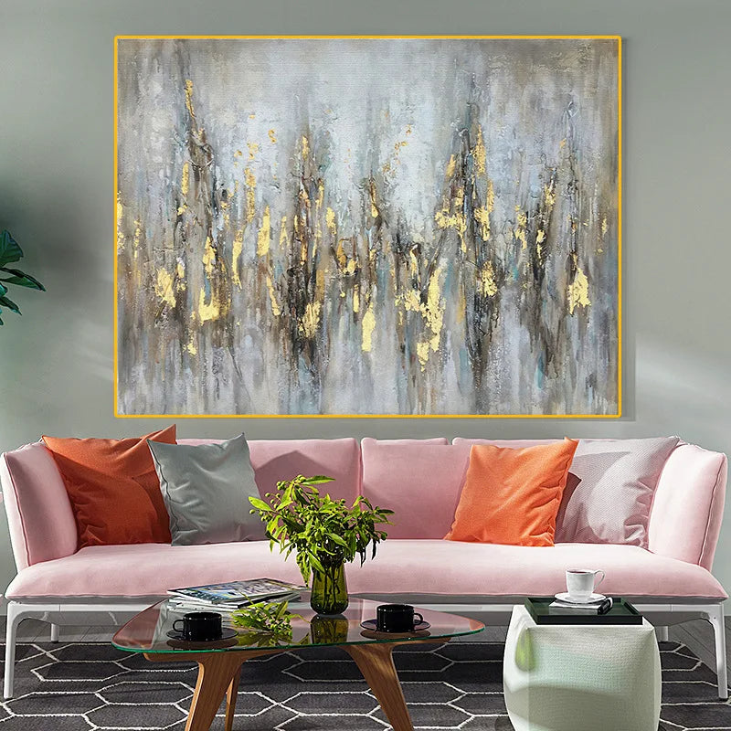 Modern Golden Gray Vintage Urban Abstrakte Wandkunst Fein Kunst Leinwanddruck Große Formate Bilder Für Wohnzimmer Esszimmer Kunst Dekor | Karnz