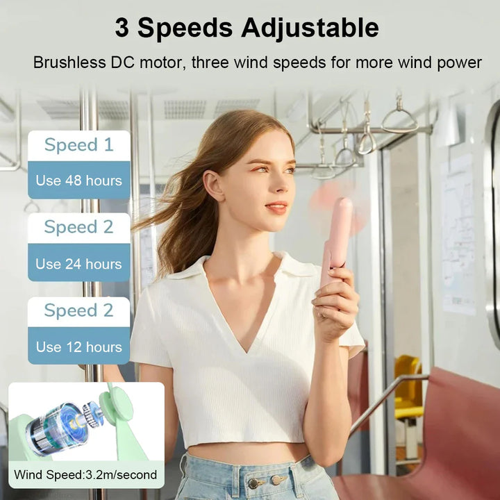 Tragbarer Mini-Handventilator – Wiederaufladbarer faltbarer Taschenventilator mit Batterie, kühlender Handventilator und Powerbank-Funktion | Karnz