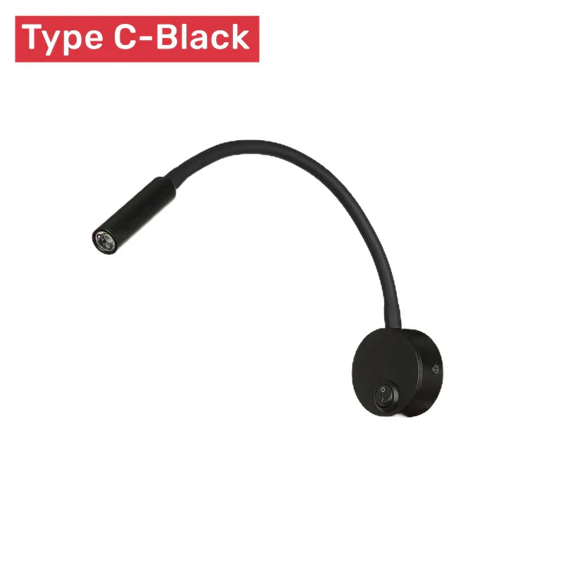 Moderne, flexible LED-Lesewandleuchte mit Schalter für Schlafzimmer und Arbeitszimmer – 1 W/3 W
