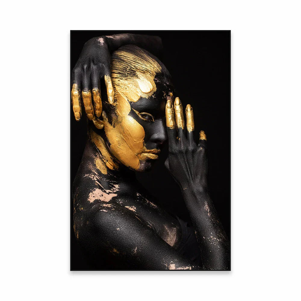 Golden Girl Fashion Wandkunst Fine Art Leinwanddrucke Moderne Abstrakte Porträtbilder Für Wohnzimmer Schlafzimmer Boutique Salon Kunstdekoration | Karnz