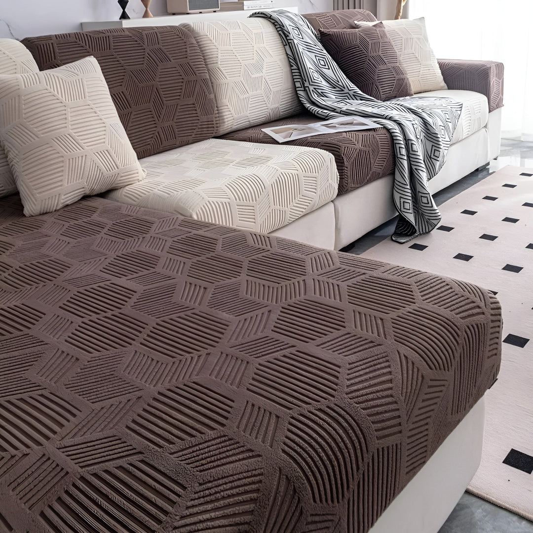 Jacquard-Sofabezug mit geometrischem Muster – weich und haustierfreundlich | perfekt zum Schutz und für gemütliche Wohnräume | Karnz