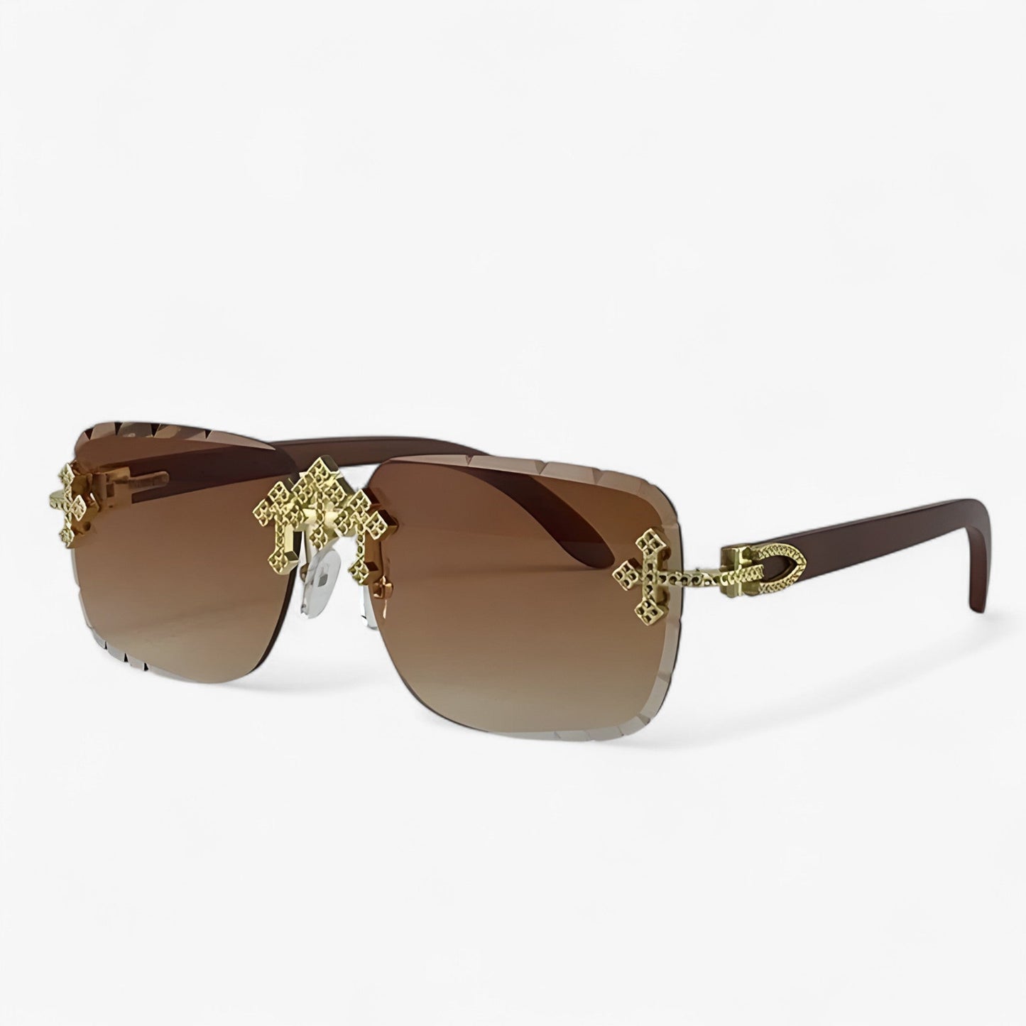 Randlose Steampunk Sonnenbrillen mit Metallakzenten – Nirex | Karnz