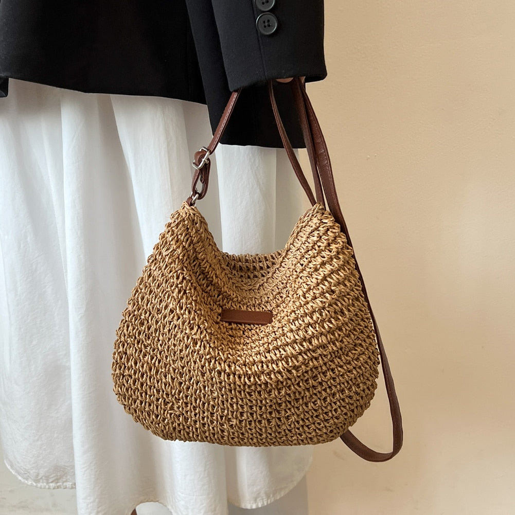 Sandsberg | Boho-Umhängetasche | Geflochtenes Design mit Großem Stauraum | Naturfarben